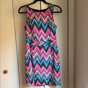 Lilly Pulitzer Pink and Blue Printer Sleeveless Mini Sundress Size 2